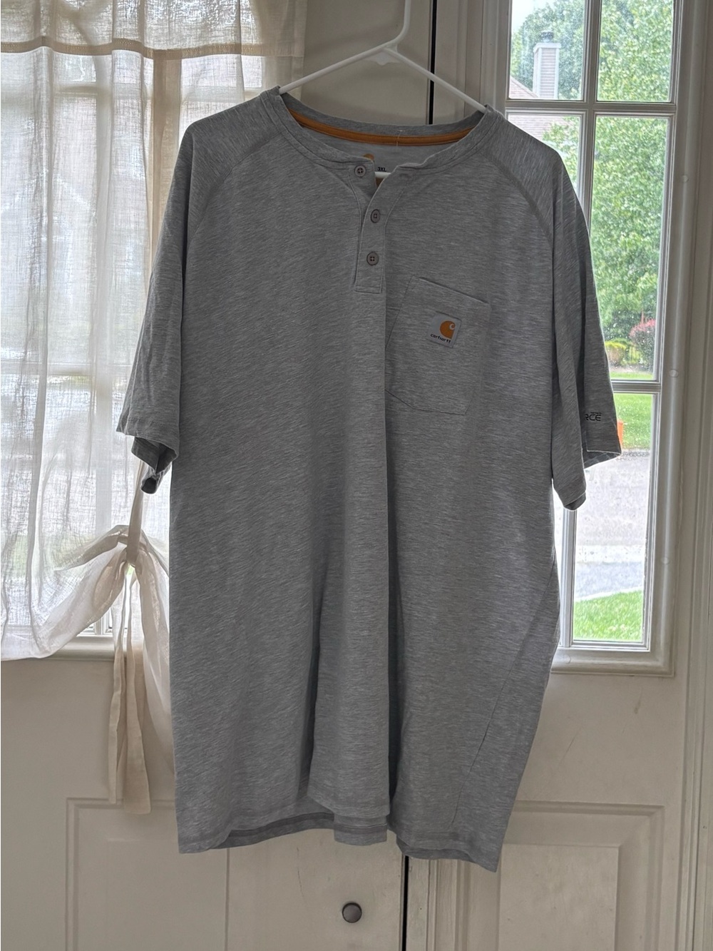 Carhartt Force Relaxed Fit Short-Sleeve Henley Shirt - Gray (Size 3XL)